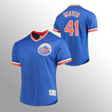 New York Mets Tom Seaver Royal Cooperstown Collection Mesh V-Neck Jersey
