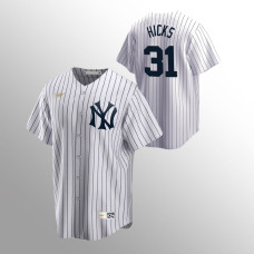 Men's New York Yankees #31 Aaron Hicks White Home Cooperstown Collection Jersey
