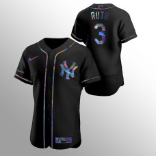 Babe Ruth New York Yankees Black Authentic Holographic Golden Edition Jersey