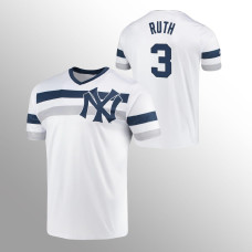 New York Yankees Babe Ruth White Cooperstown Collection V-Neck Jersey