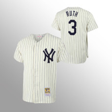 New York Yankees Babe Ruth Cream Throwback Authentic Jersey