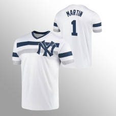 New York Yankees Billy Martin White Cooperstown Collection V-Neck Jersey