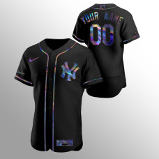 Custom New York Yankees Black Authentic Iridescent Holographic Jersey