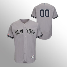 Men's New York Yankees #00 Gray Custom MLB 150th Anniversary Patch Flex Base Majestic Road Jersey