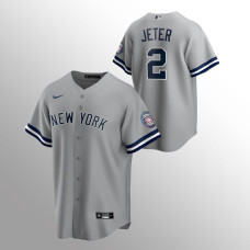 Men's New York Yankees #2 Derek Jeter 2020 Hall of Fame Induction Gray Replica Road Jersey