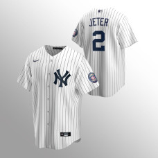 Men's New York Yankees #2 Derek Jeter 2020 Hall of Fame Induction White Navy Replica Home Jersey