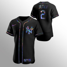 Derek Jeter New York Yankees Black Authentic Holographic Golden Edition Jersey
