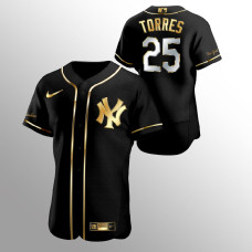 Men's New York Yankees Gleyber Torres Golden Edition Black Authentic Jersey