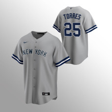 Men's New York Yankees Gleyber Torres #25 Gray Replica Road Jersey