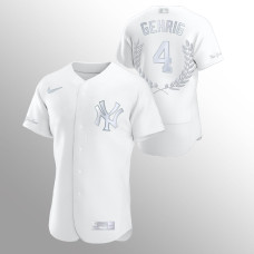 Men's New York Yankees #4 Lou Gehrig White Retired Award Collection Jersey