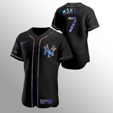 Mickey Mantle New York Yankees Black Authentic Holographic Golden Edition Jersey