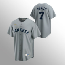 Men's New York Yankees #7 Mickey Mantle Gray Road Cooperstown Collection Jersey