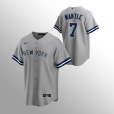 Men's New York Yankees Mickey Mantle #7 Gray Replica Road Jersey
