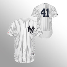 Men's New York Yankees #41 White Miguel Andujar MLB 150th Anniversary Patch Flex Base Majestic Home Jersey