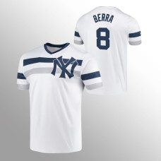 New York Yankees Yogi Berra White Cooperstown Collection V-Neck Jersey