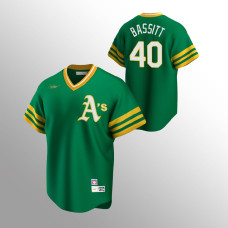 Men's Oakland Athletics #40 Chris Bassitt Kelly Green Road Cooperstown Collection Jersey