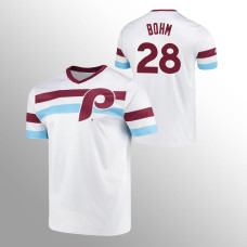 Philadelphia Phillies Alec Bohm White Cooperstown Collection V-Neck Jersey