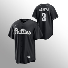 Bryce Harper Philadelphia Phillies Black White 2021 All Black Fashion Replica Jersey