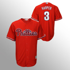 Men's Philadelphia Phillies Scarlet Majestic Official #3 Bryce Harper Cool Base Jersey
