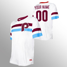 Philadelphia Phillies Custom White Cooperstown Collection V-Neck Jersey