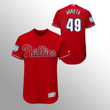 Men's Philadelphia Phillies #49 Scarlet Jake Arrieta 2019 Spring Training Flex Base Majestic Jersey