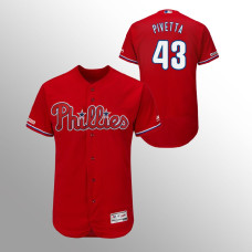 Men's Philadelphia Phillies #43 Scarlet Nick Pivetta MLB 150th Anniversary Patch Flex Base Majestic Alternate Jersey