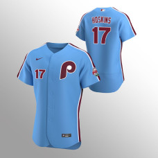 Men's Philadelphia Phillies Rhys Hoskins #17 Light Blue 2020 Authentic Alternate Jersey