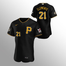 Men's Pittsburgh Pirates #21 Black Authentic Roberto Clemente Day Jersey