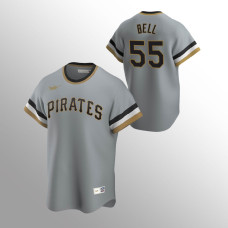 Men's Pittsburgh Pirates #55 Josh Bell Gray Road Cooperstown Collection Jersey