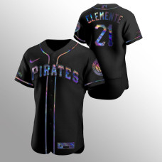 Roberto Clemente Pittsburgh Pirates Black Authentic Holographic Golden Edition Jersey
