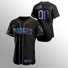 Custom San Diego Padres Black Authentic Iridescent Holographic Jersey