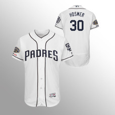 Men's San Diego Padres #30 White Eric Hosmer MLB 150th Anniversary Patch Flex Base Majestic Home Jersey
