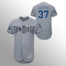 Men's San Diego Padres Gray Road Flex Base #37 Joey Lucchesi 50th Anniversary Jersey