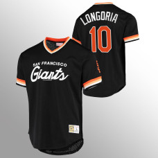 Men's San Francisco Giants #10 Evan Longoria Black Script Fashion Cooperstown Collection Jersey