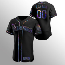 Men's Seattle Mariners Custom Authentic Black Holographic Golden Edition Jersey