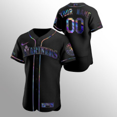 Custom Seattle Mariners Black Authentic Iridescent Holographic Jersey