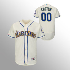 Men's Seattle Mariners Custom #00 Cream Flex Base Authentic Collection Player Jersey