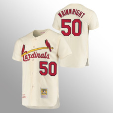 Men's St. Louis Cardinals Adam Wainwright #50 Cream Cooperstown Collection Authentic Jersey