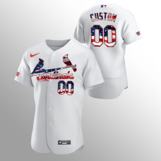 Men's St. Louis Cardinals #00 Custom 2020 Stars & Stripes 4th of July White Jersey