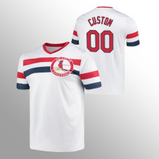 Men's St. Louis Cardinals Custom #00 White Cooperstown Collection V-Neck Jersey
