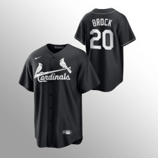 Lou Brock St. Louis Cardinals Black White 2021 All Black Fashion Replica Jersey