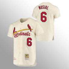 Men's St. Louis Cardinals Stan Musial #6 Cream Cooperstown Collection Authentic Jersey
