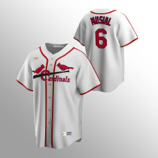 Men's St. Louis Cardinals #6 Stan Musial White Home Cooperstown Collection Jersey