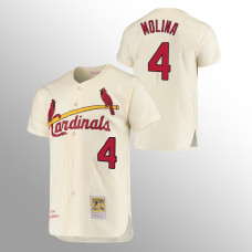Men's St. Louis Cardinals Yadier Molina #4 Cream Cooperstown Collection Authentic Jersey