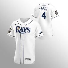 Men's Tampa Bay Rays Blake Snell #4 White 2020 World Series Home Authentic Jersey