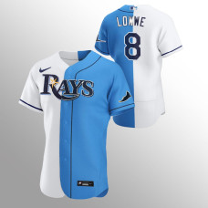 Brandon Lowe Tampa Bay Rays White Blue Color Split Two-Tone Jersey