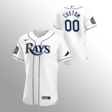 Men's Tampa Bay Rays Custom #00 White 2020 World Series Home Authentic Jersey