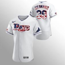 Men's Tampa Bay Rays #39 Kevin Kiermaier 2020 Stars & Stripes 4th of July White Jersey