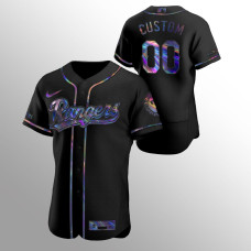 Custom Texas Rangers Black Authentic Holographic Golden Edition Jersey