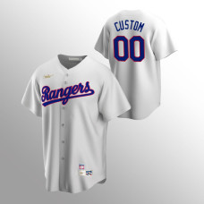 Men's Texas Rangers #00 Custom White Home Cooperstown Collection Jersey